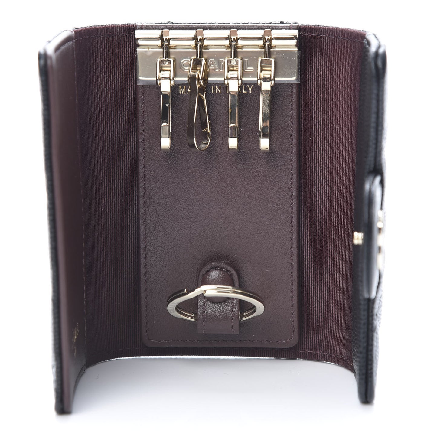 Caviar Quilted Classic 4 Key Holder Wallet Black