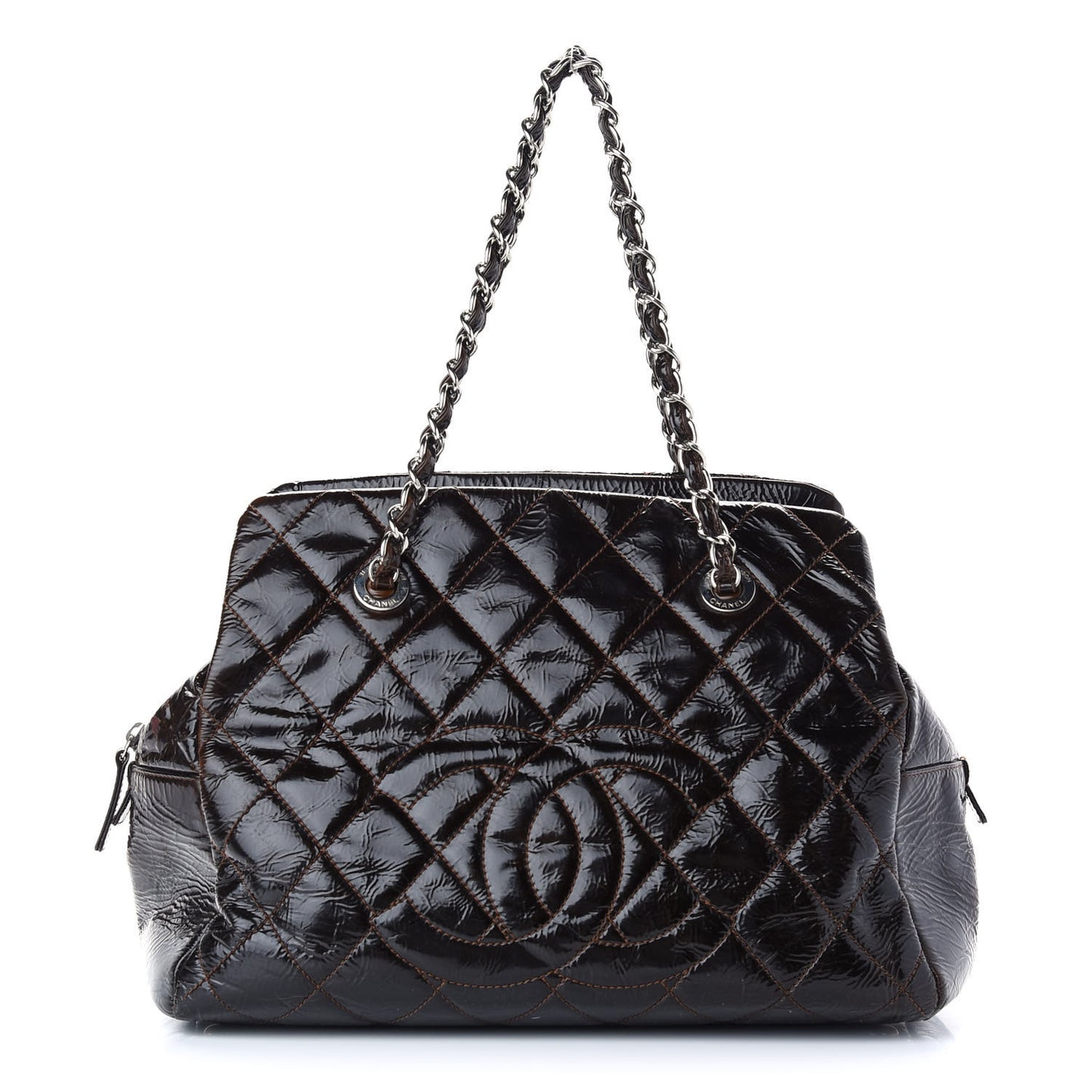 Patent Quilted Petit Timeless Shopping Tote PTT