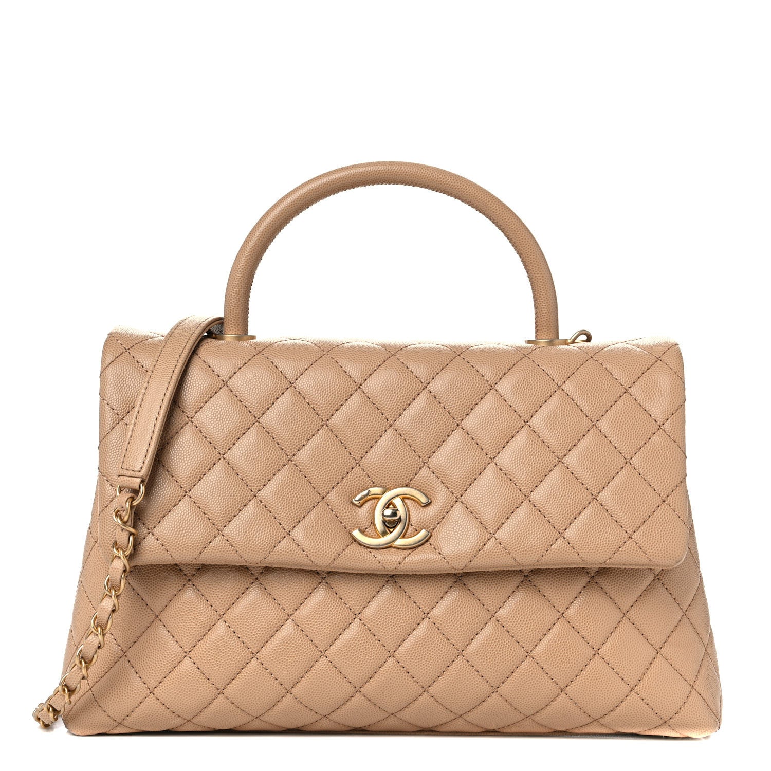 Chanel Caviar Quilted Medium Coco Handle Flap Beige 1 of 15