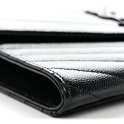Saint Laurent Grain De Poudre Matelasse Chevron Monogram Monochrome Envelope Clutch Black 25 of 33
