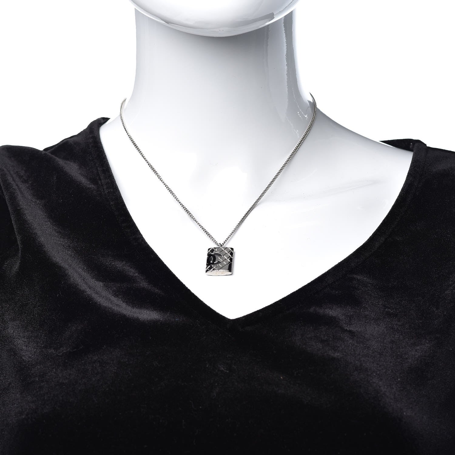 Chanel Cambon Pendant Necklace Silver 2 of 5