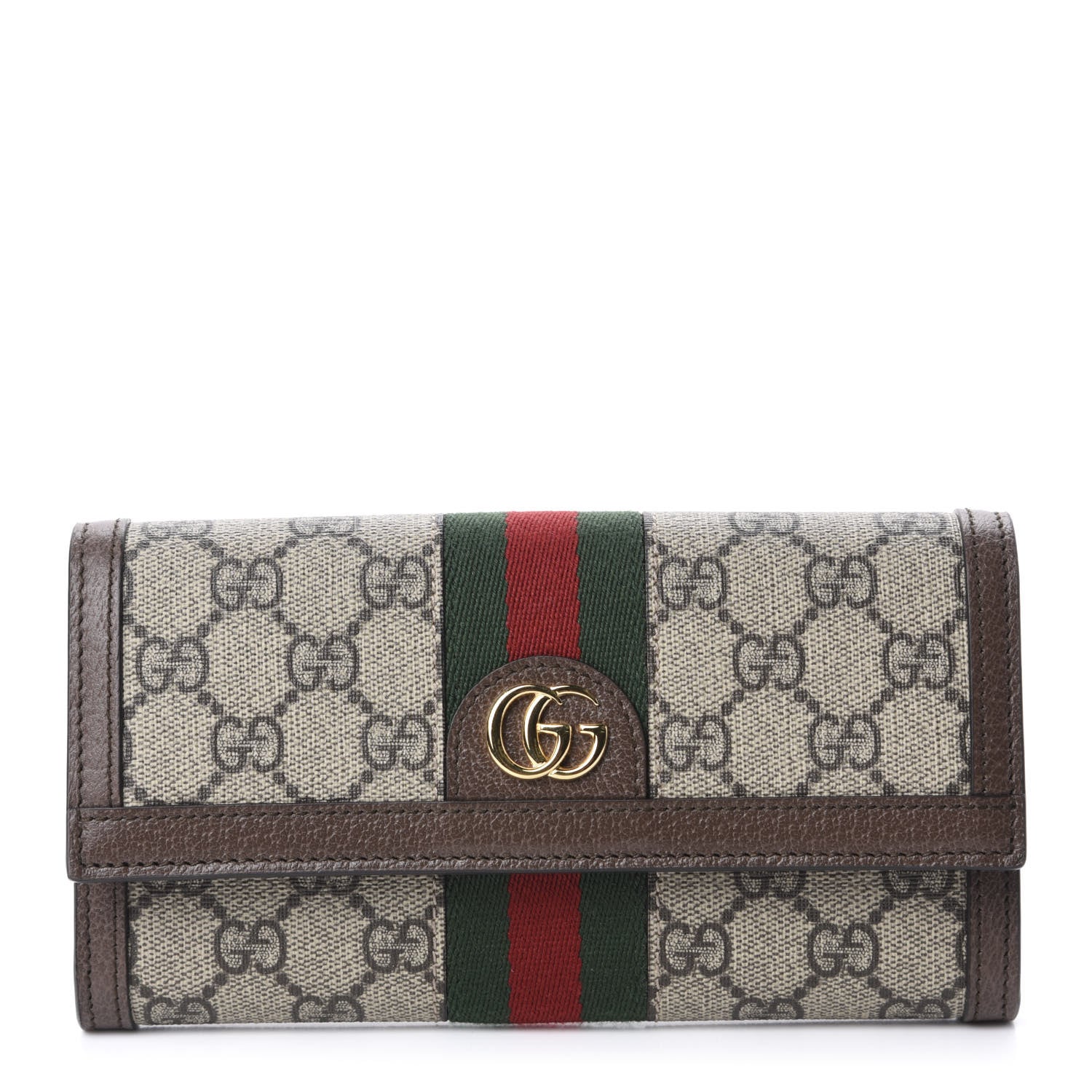 Gucci GG Supreme Monogram Web Ophidia Continental Wallet Brown 1 of 7