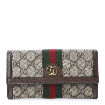 Gucci GG Supreme Monogram Web Ophidia Continental Wallet Brown 1 of 7