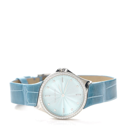 Tiffany Stainless Steel Alligator Diamond Bezel 28mm Metro Quartz Watch Ice Blue 2 of 7