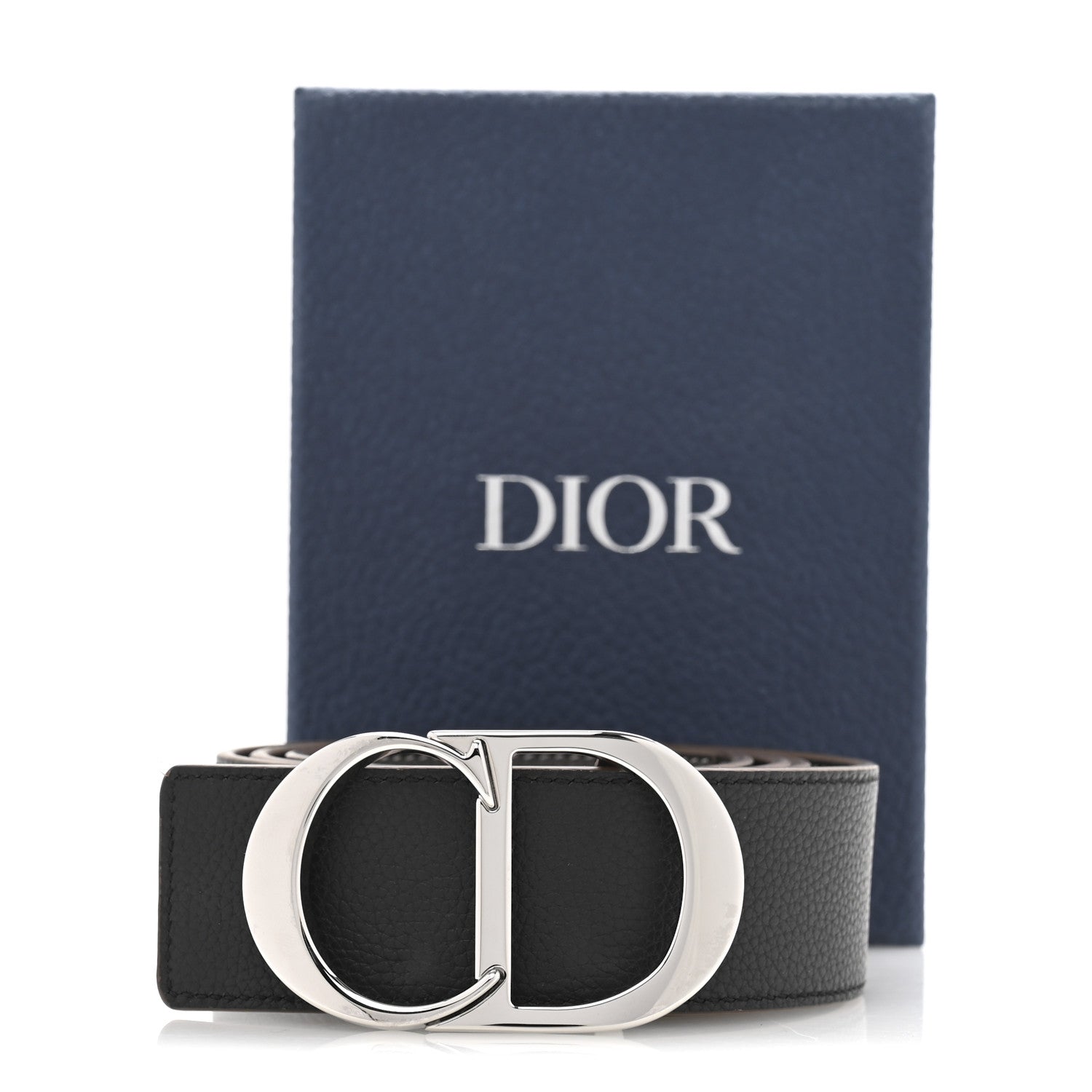 Christian Dior Grained Calfskin CD Belt 90 36 Brown Black 7 of 7