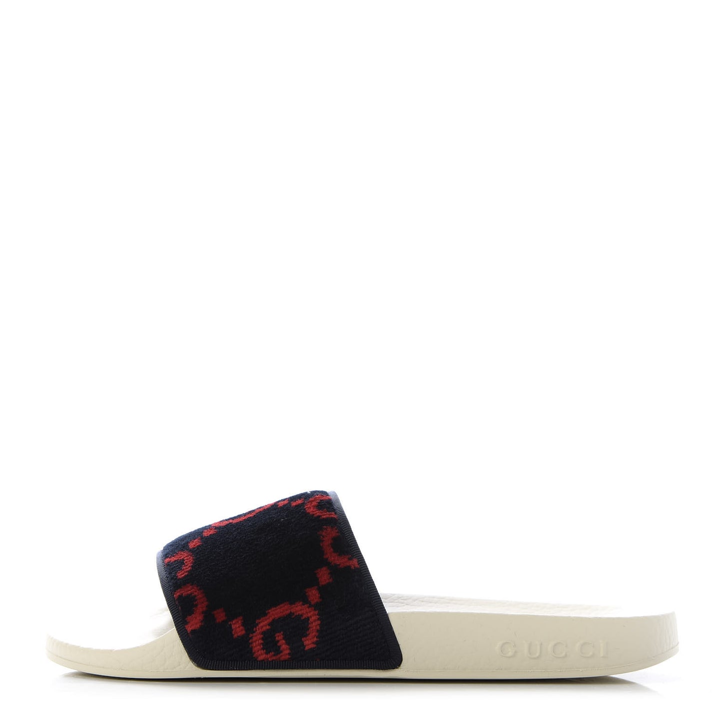 Terry Cloth GG Monogram Slide Sandals 36 Blue Red