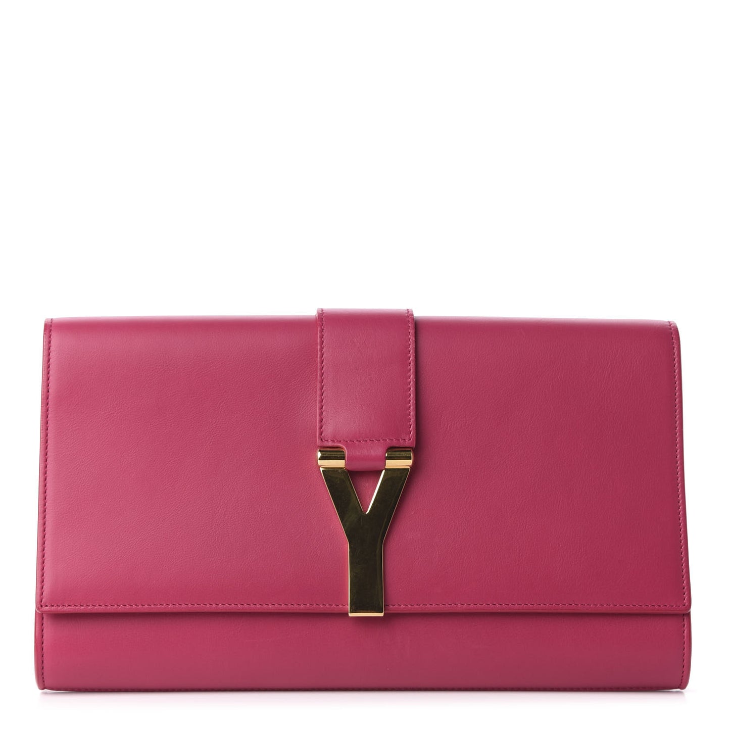 Calfskin Classic Y Ligne Clutch Fuchsia