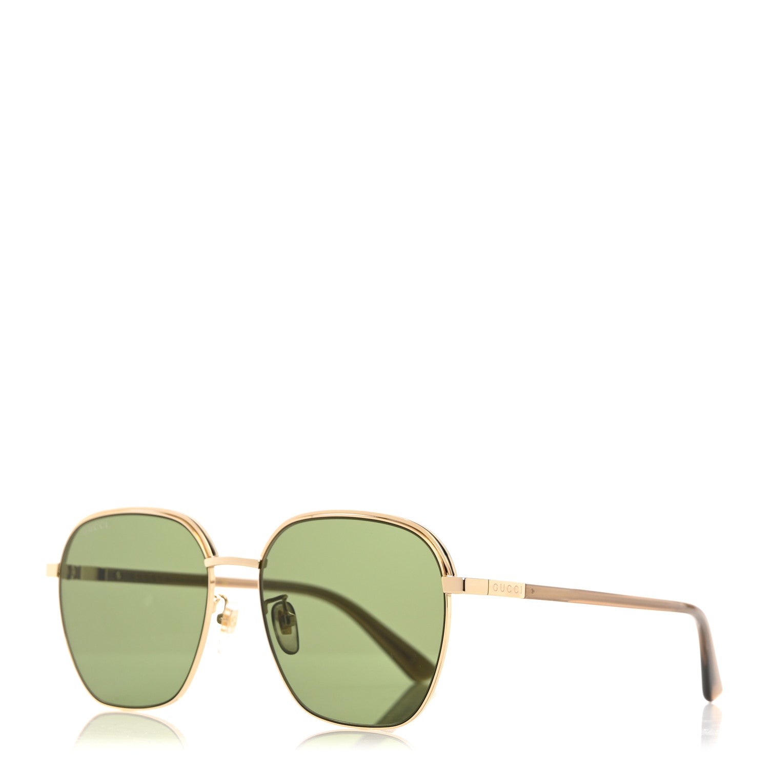 Gucci Metal Square Frame Sunglasses GG0443S Gold Grey 1 of 8