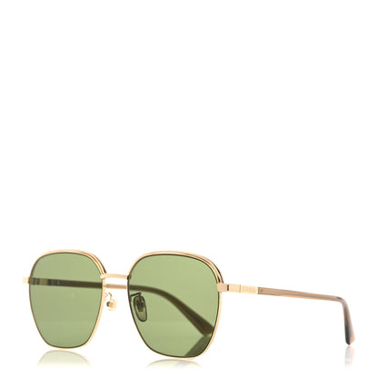 Gucci Metal Square Frame Sunglasses GG0443S Gold Grey 1 of 8