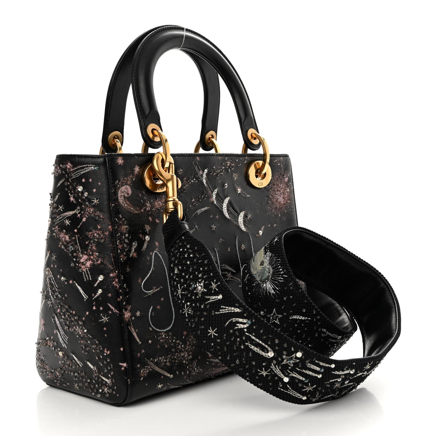 Christian Dior Lambskin Embroidered Medium C'est I Feel Blue Lady Dior Black 3 of 13