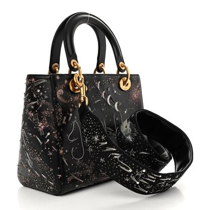 Christian Dior Lambskin Embroidered Medium C'est I Feel Blue Lady Dior Black 3 of 13