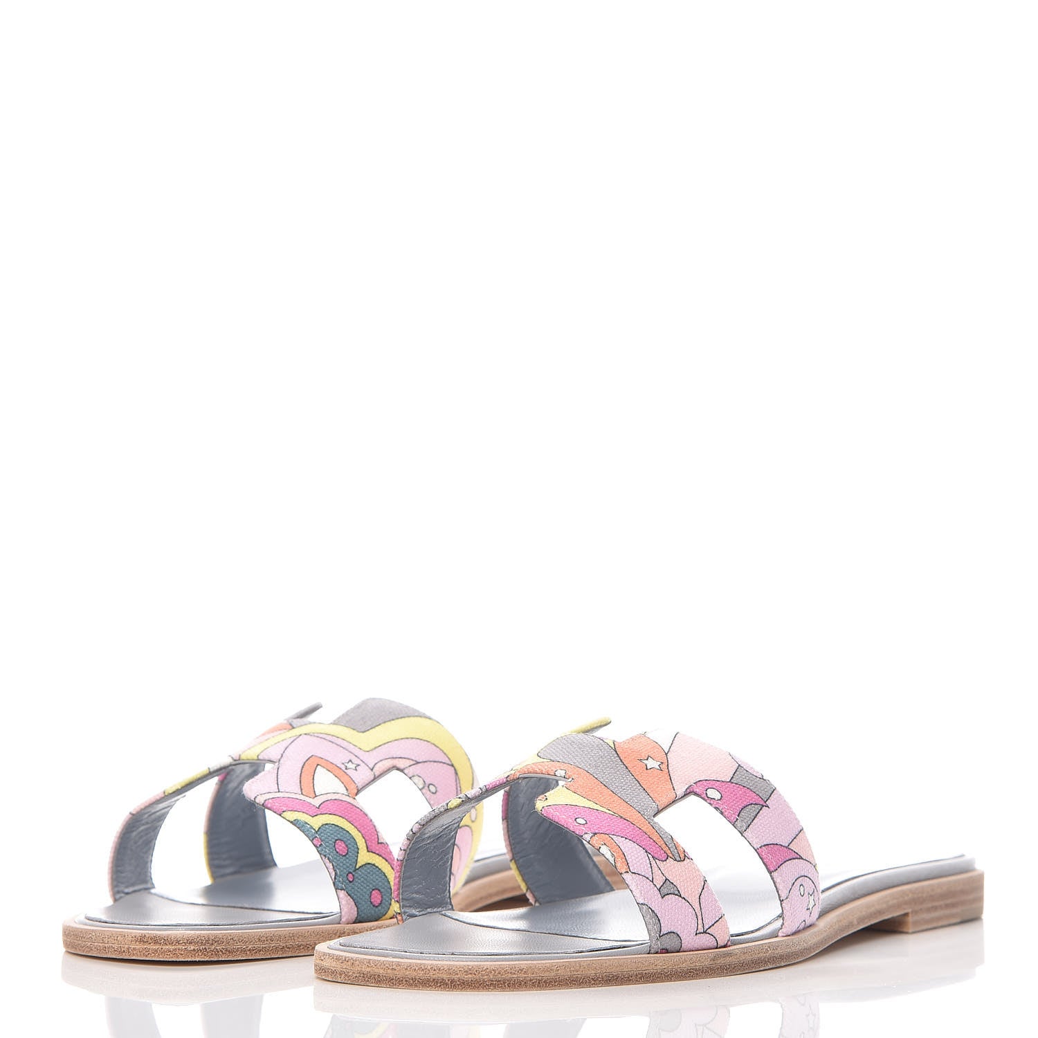 Hermes Canvas Faubourg Rainbow Oran Sandals 36 Multicolore Bleu Beton 2 of 9