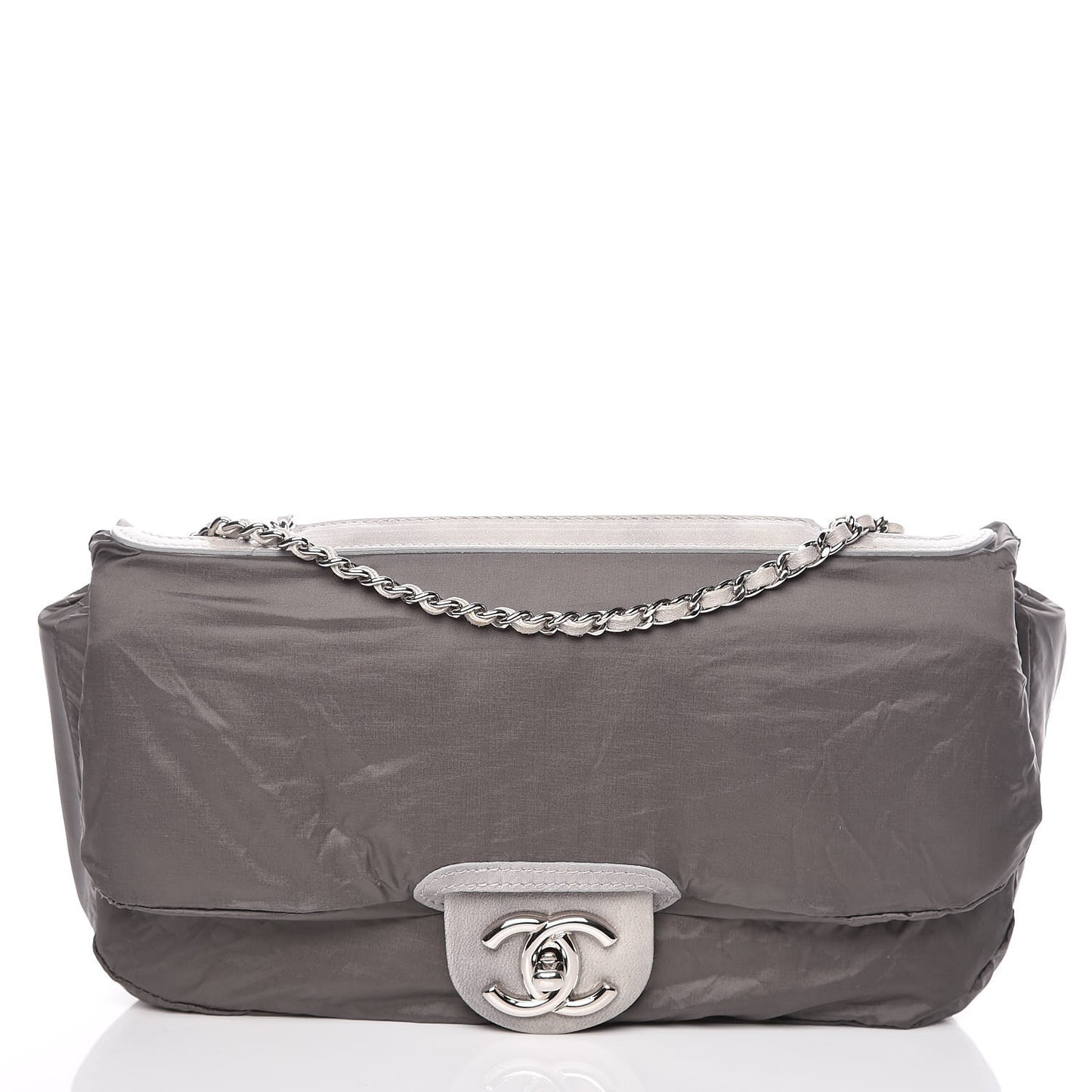Rubber Quilted Lambskin Medium Coco Rain Flap Grey