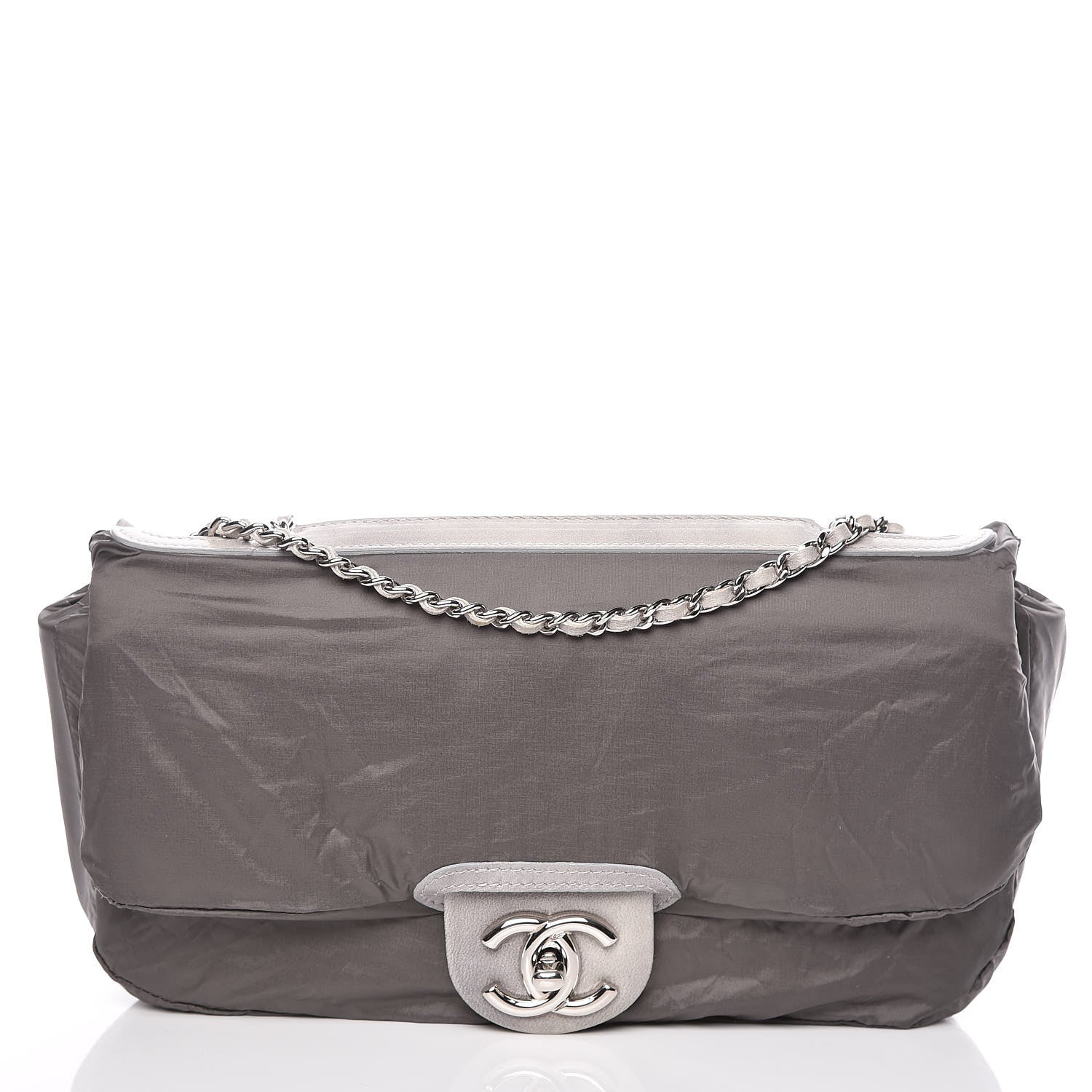 Chanel Rubber Quilted Lambskin Medium Coco Rain Flap Grey 12 of 14