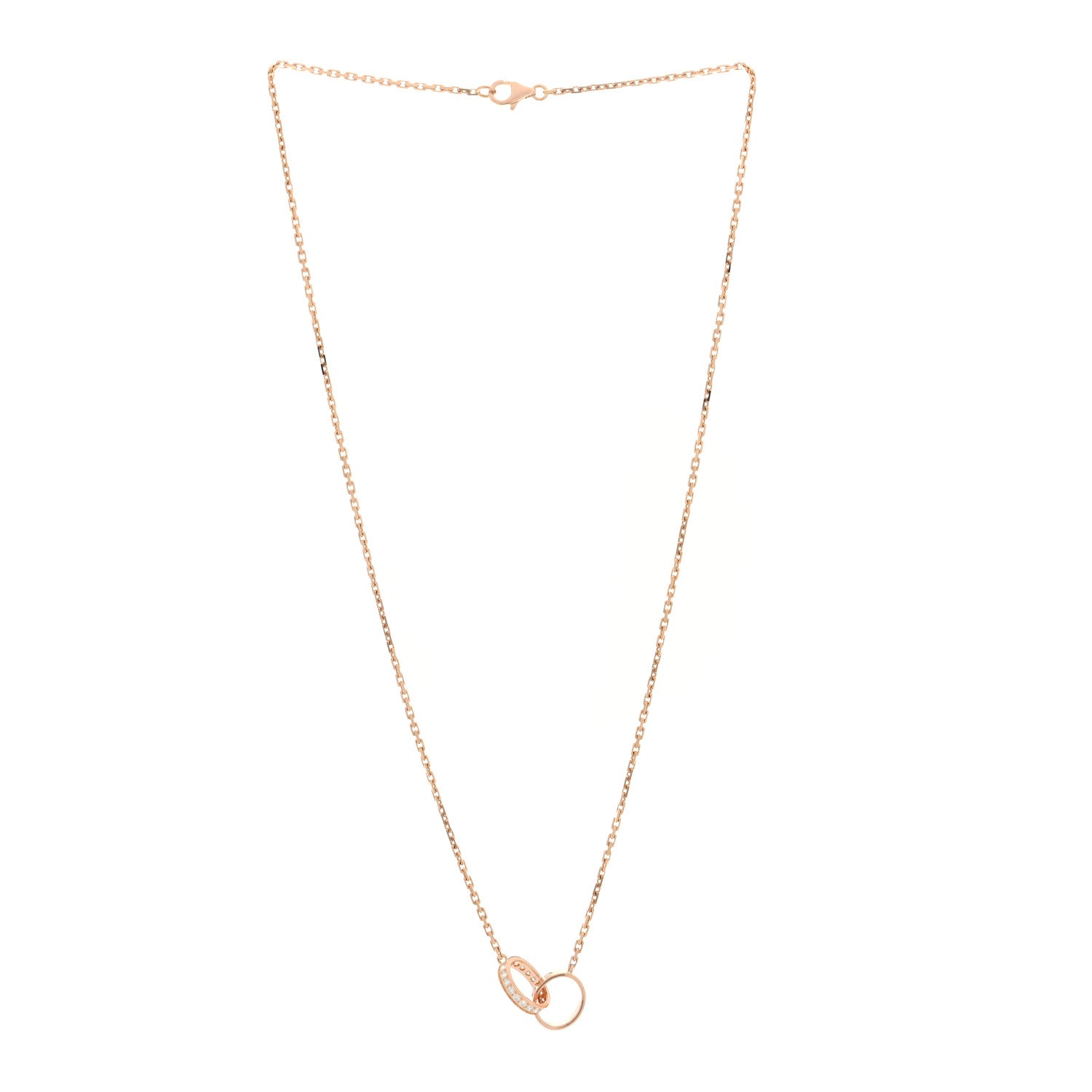 Cartier 18K Pink Gold Diamond Interlocking LOVE Necklace 1 of 4