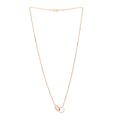 Cartier 18K Pink Gold Diamond Interlocking LOVE Necklace 1 of 4