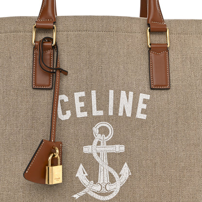 Celine Canvas Calfskin Paris Horizontal Cabas Tan 8 of 14
