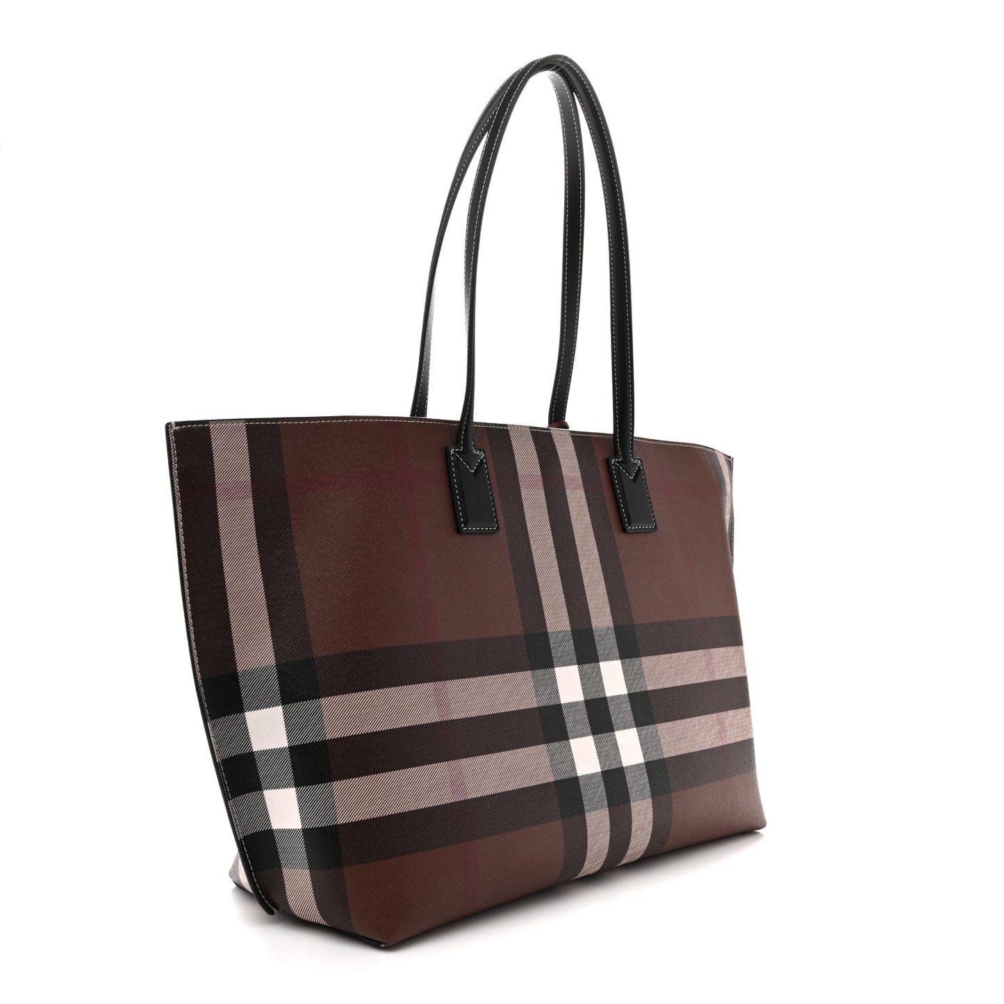 E-Canvas Check Medium Soft TB Tote Dark Birch Brown