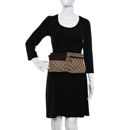 Gucci GG Monogram Web Double Pocket Belt Bag Dark Brown 2 of 12