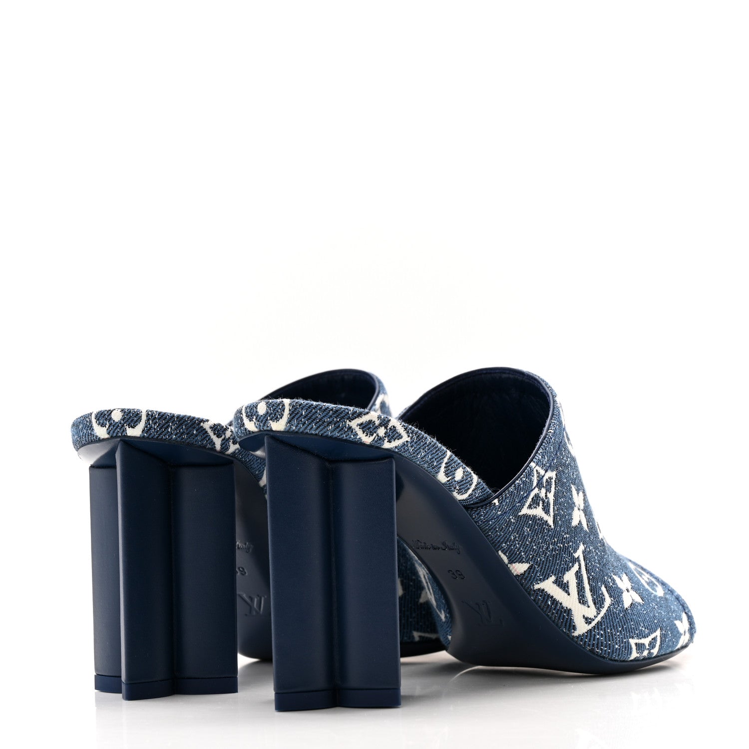 Louis Vuitton Denim Monogram Silhouette Mules 39 Navy Blue 5 of 11