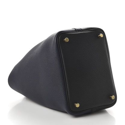 Hermes Taurillon Clemence Casaque Picotin Lock 18 PM Bleu Nuit Black Blue Frida 4 of 11