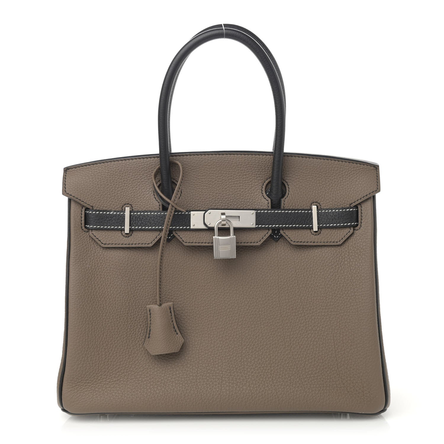 Hermes Togo Horseshoe Birkin 30 Black Etoupe 1 of 11