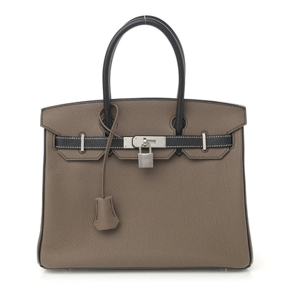 Hermes Togo Horseshoe Birkin 30 Black Etoupe 1 of 11