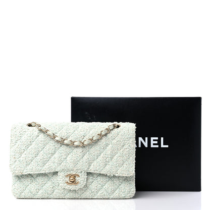 Chanel Tweed Quilted Medium Double Flap Light Turquoise 15 of 15