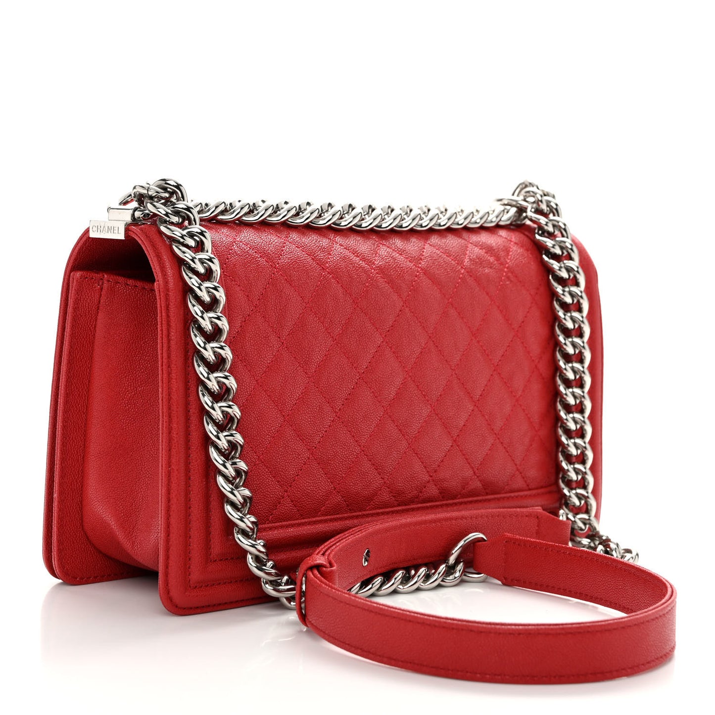 Caviar Quilted Medium Boy Flap Red