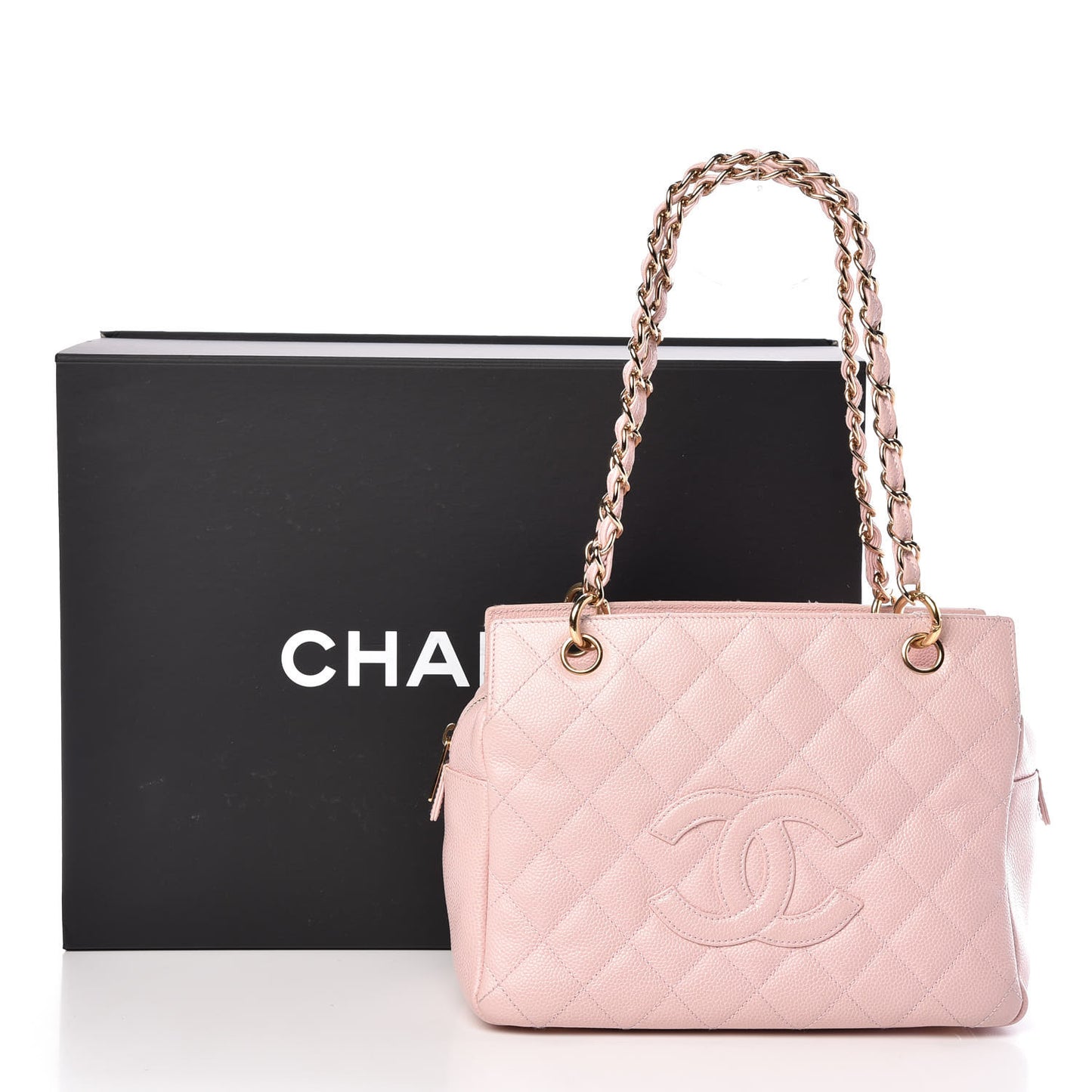 Caviar Quilted Petit Timeless Shopping Tote PTT Pink