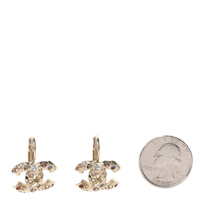 Chanel Crystal CC Earrings Gold Multicolor 2 of 5