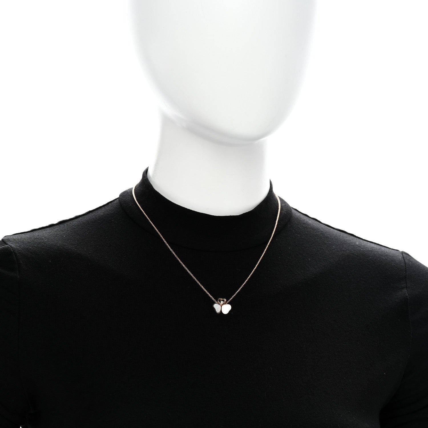 Chopard 18K Rose Gold Diamond Mother of Pearl Happy Hearts Wings Pendant Necklace 2 of 4