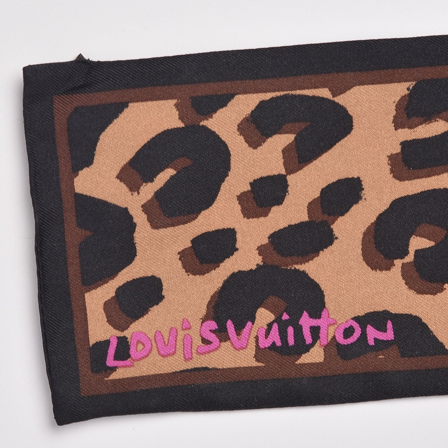 Silk Leopard Bandeau Scarf Marron