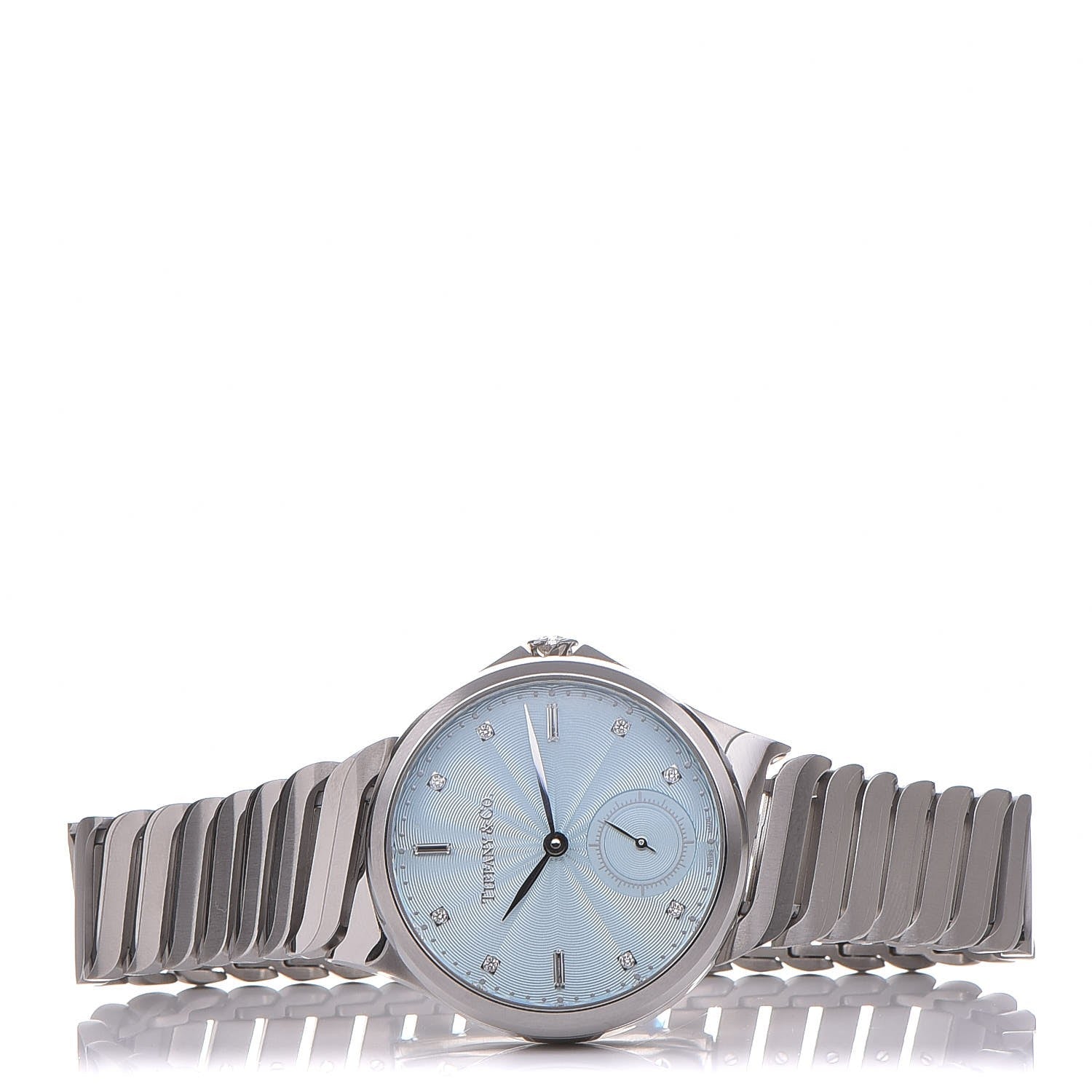 Tiffany Stainless Steel Diamond 34mm Metro 3-Hand Quartz Watch Ice Blue 3 of 7