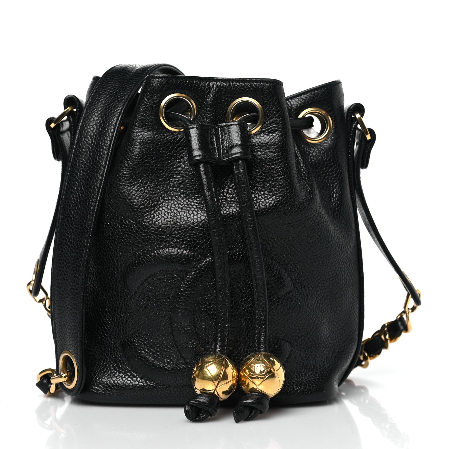 Chanel Caviar CC Chain Mini Drawstring Bag Black 3 of 10