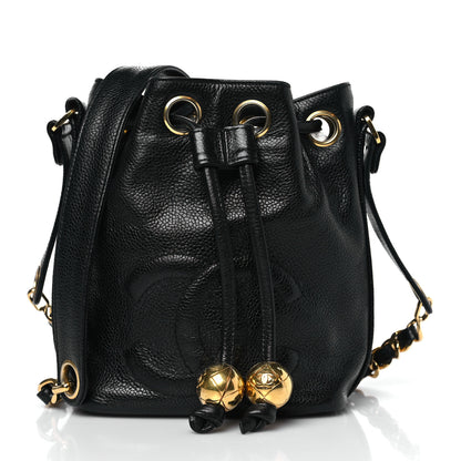 Chanel Caviar CC Chain Mini Drawstring Bag Black 3 of 10