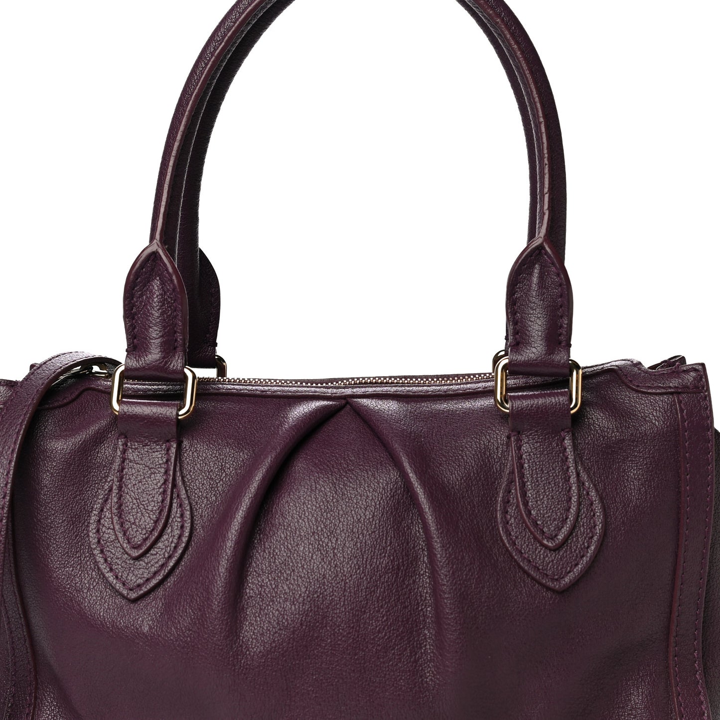 Grainy Calfskin Small Pilgrim Bowling Bag Plum