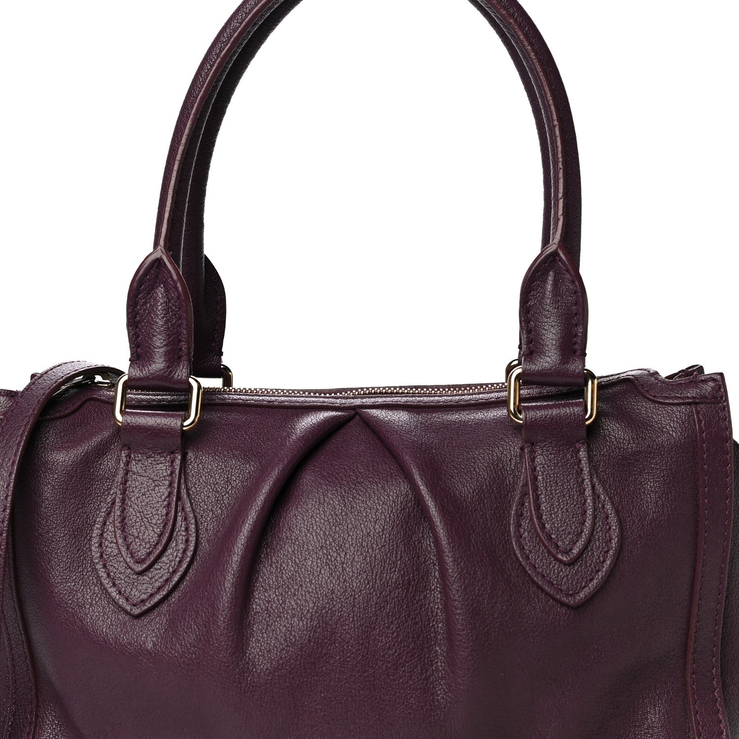 Burberry Grainy Calfskin Small Pilgrim Bowling Bag Plum 14 of 15