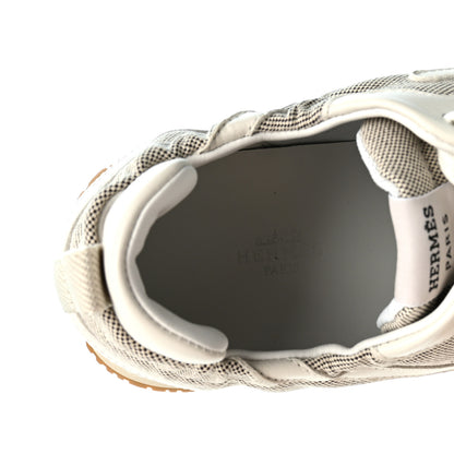 Hermes Canvas Nappa Jet Sneakers 40 Prunoir White 7 of 9