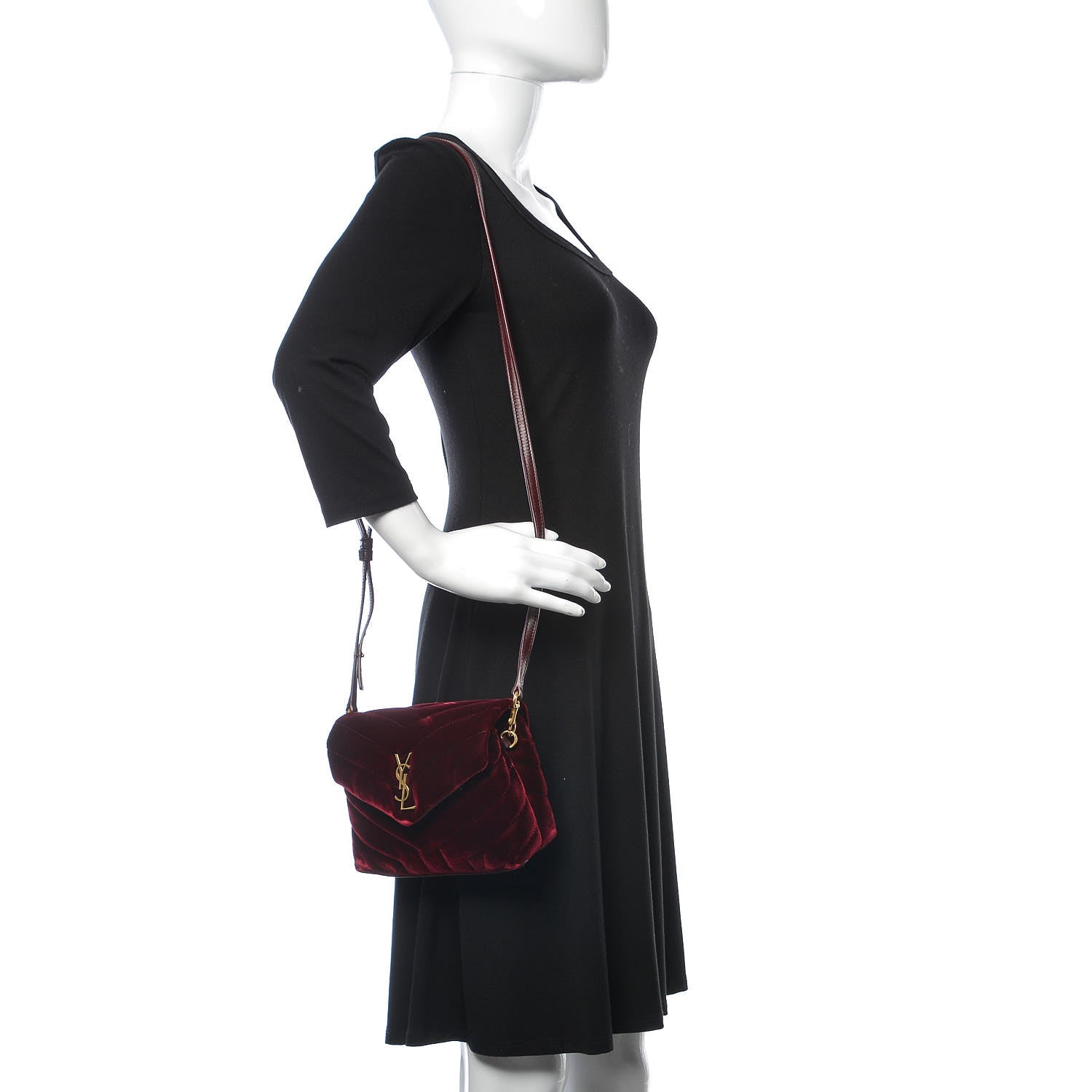 Saint Laurent Velvet Y Quilted Monogram Toy Loulou Crossbody Bag French Burgundy 2 of 14