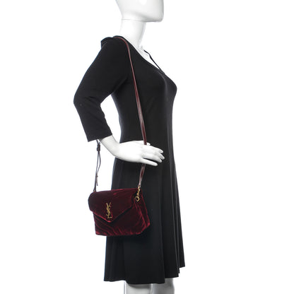 Saint Laurent Velvet Y Quilted Monogram Toy Loulou Crossbody Bag French Burgundy 2 of 14