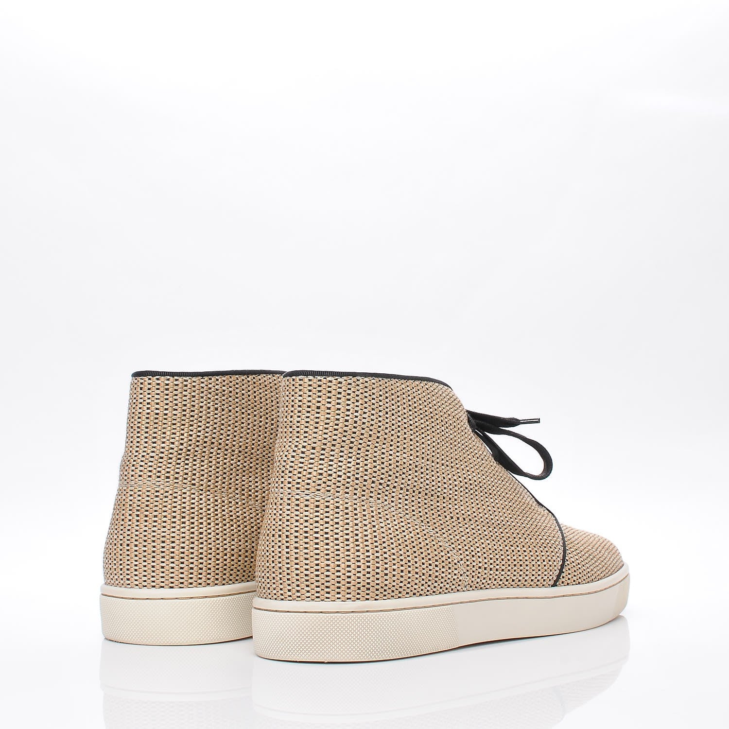 Christian Louboutin Mens Cotton Rafia Nono Flat Sneakers 45 Beige Black 4 of 9