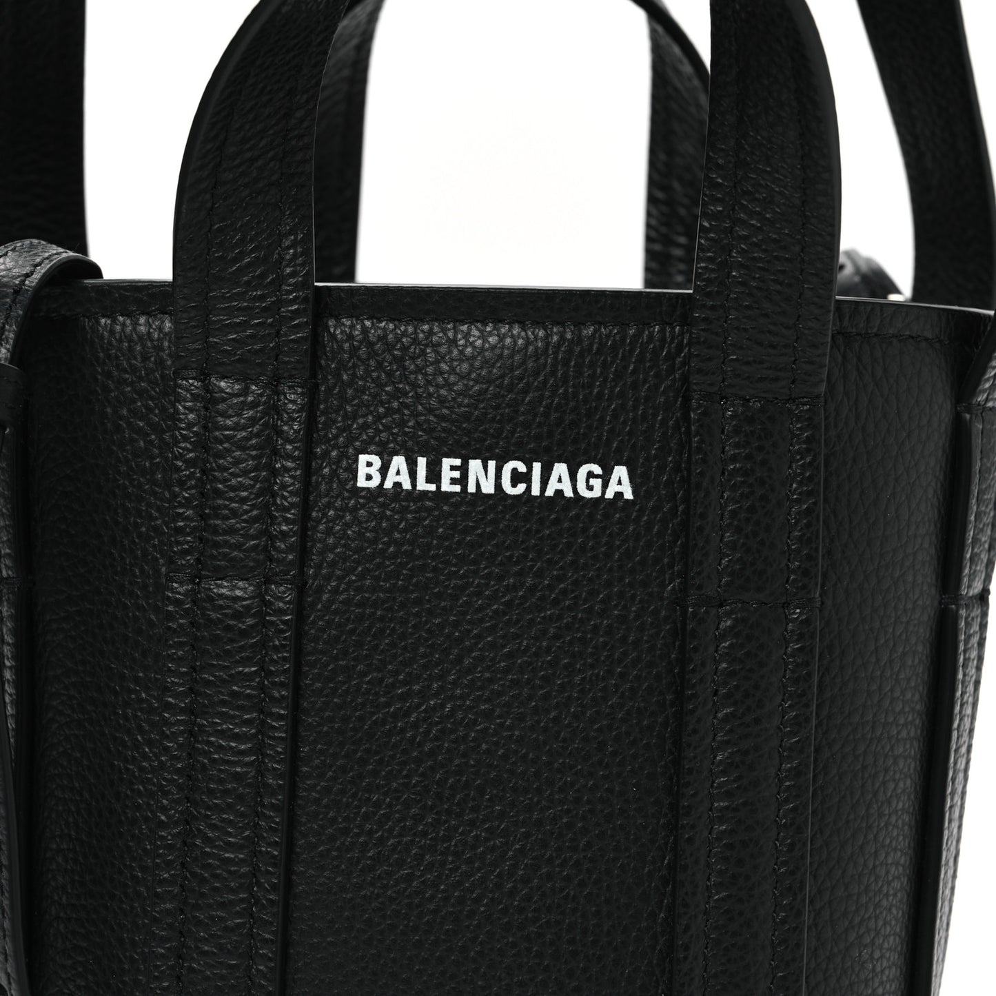 Grained Calfskin Mini 2.0 Everyday North South Shoulder Tote Bag Black