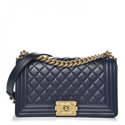 Chanel Lambskin Quilted Medium Boy Flap Dark Navy 1 of 8