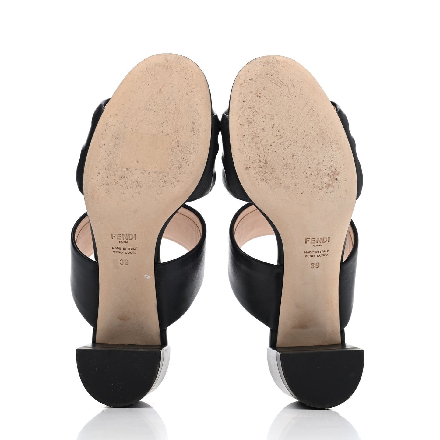 Nappa FF Embossed Slide Sandals 39 Black