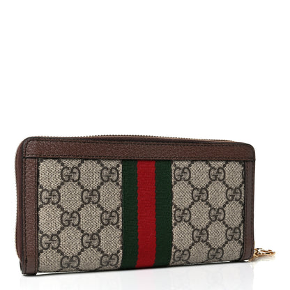 Gucci GG Supreme Monogram Web Ophidia Zip Around Wallet Brown 2 of 5