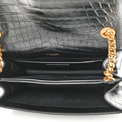 Saint Laurent Calfskin Crocodile Embossed Monogram Medium Sunset Black 4 of 10