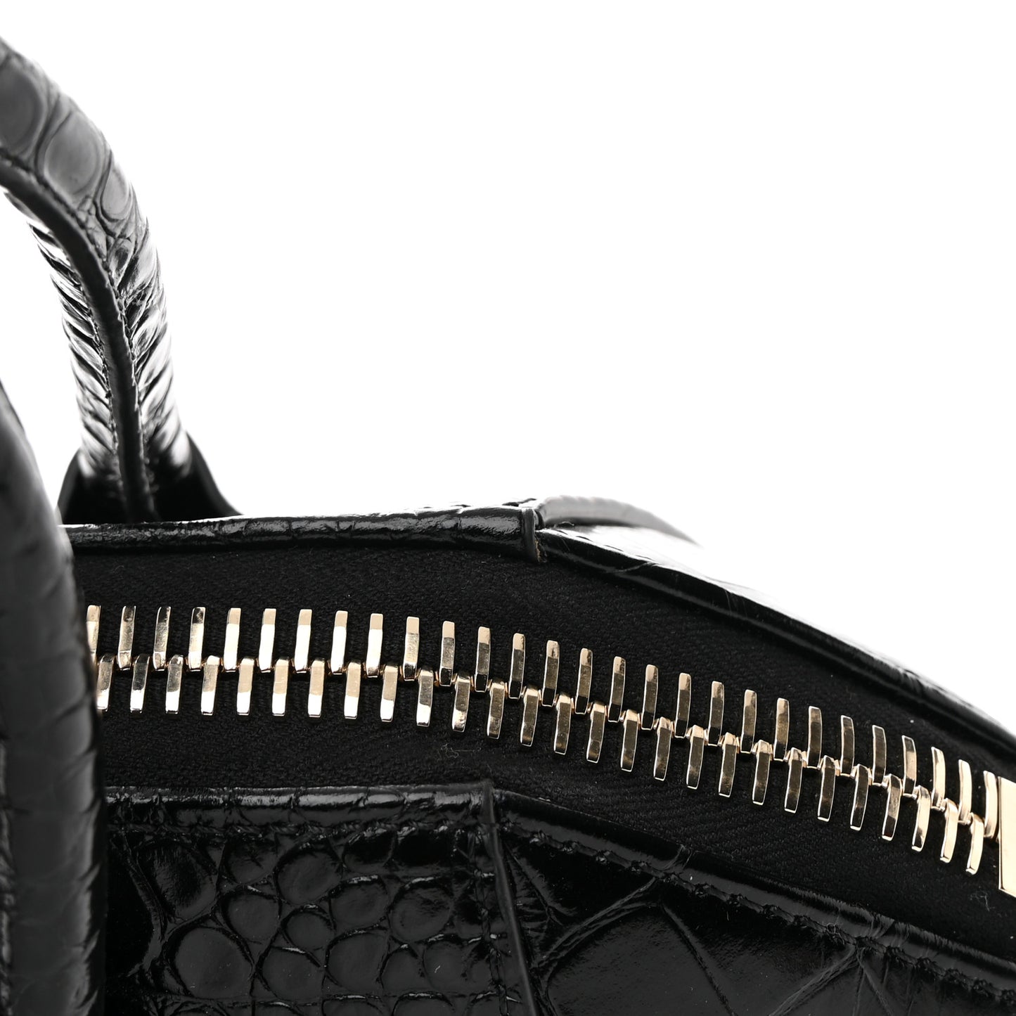 Calfskin Crocodile Embossed Small Antigona Black