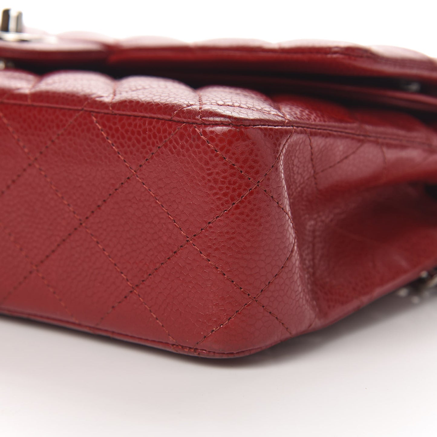 Caviar Quilted Medium Double Flap Red