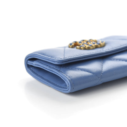Chanel Lambskin Quilted Chanel 19 Flap Card Holder Light Blue 6 of 12